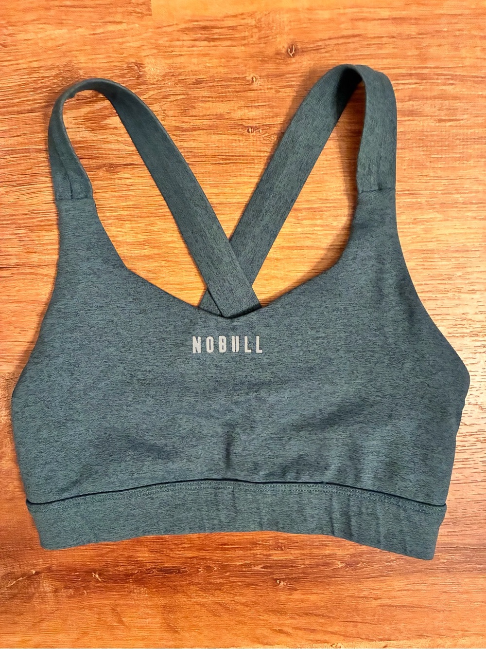 NOBULL Deep Teal Blue Heather Wide Straps Sports Bra Size Small Activewear